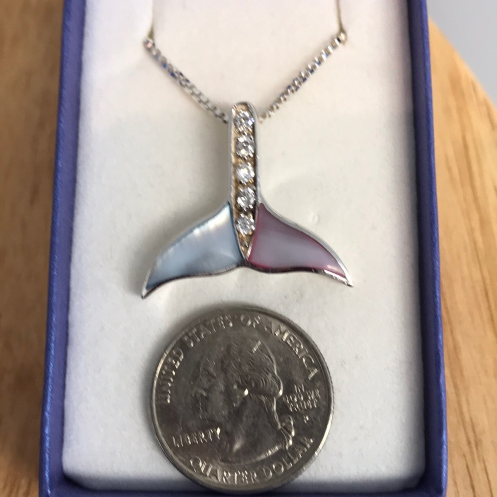 STERLING SILVER PINK/BLUE MUSSEL SHELL PENDANT NWT - Picture 4 of 7